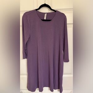 Zenana 3/4 Sleeve Purple Swing Dress Size L